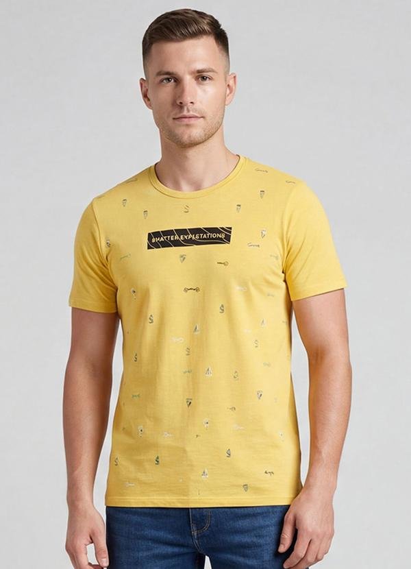 Camiseta Masculina em Meia Malha Amarelo