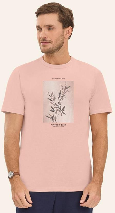 Imagem principal Camiseta Masculina em Meia Malha Rosa Diametro Diametro
