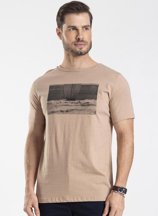 Imagem principal Camiseta Masculina Meia Malha Marrom Diametro Diametro