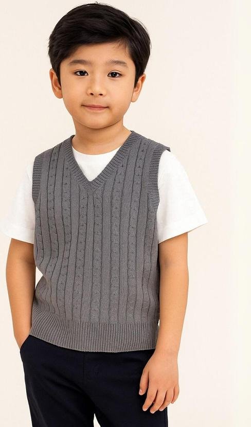 Imagem principal Colete Infantil Tricot com Decote V Cinza