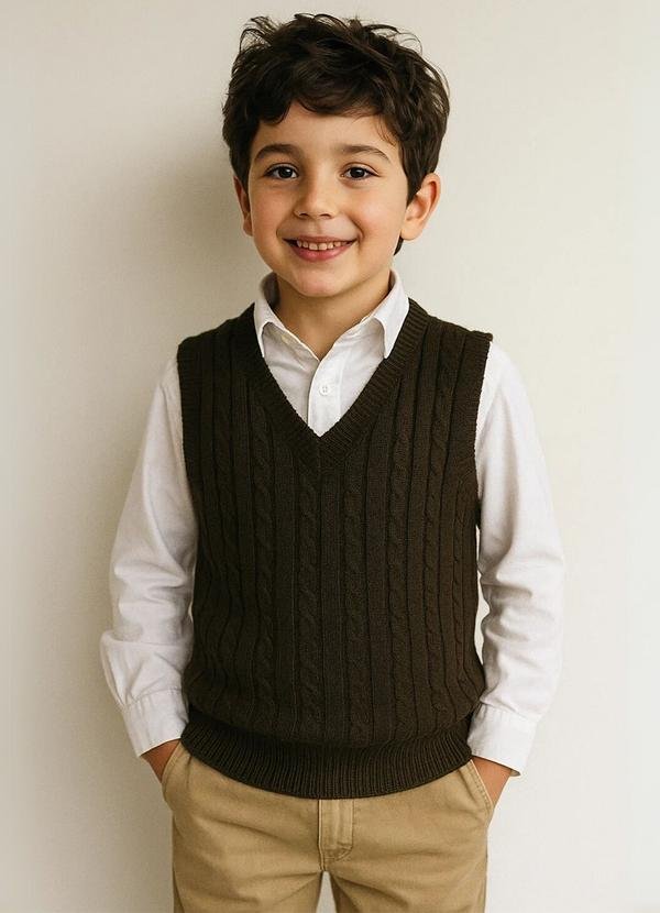 Imagem principal Colete Infantil Tricot com Decote V Verde