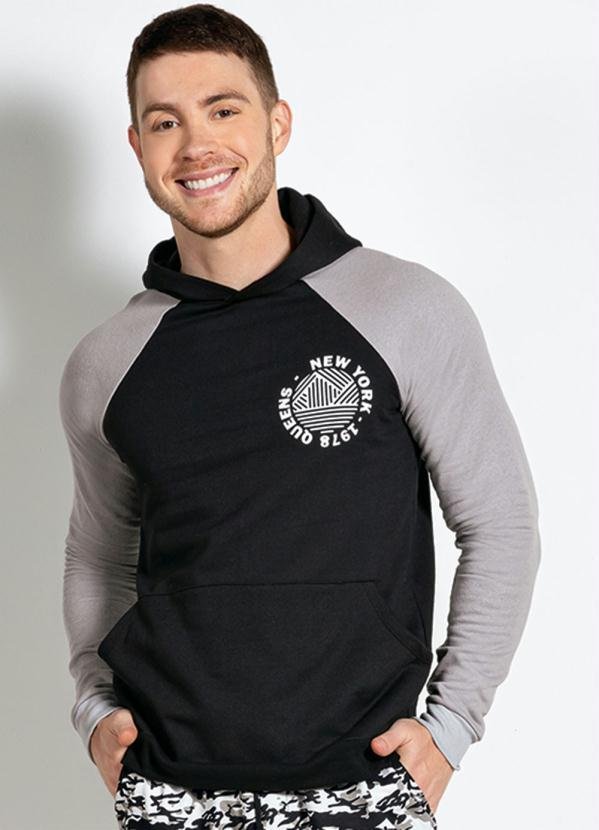 Imagem principal Casaco com Capuz e Bolso Cinza e Preta Moda Pop Moda Pop