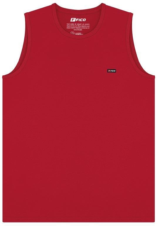 Imagem principal Regata em Meia Malha de Algodão Vermelho Fico Fico