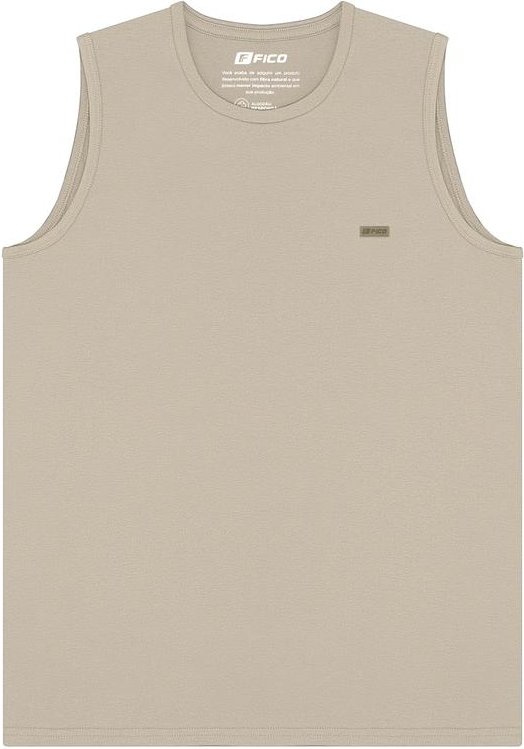 Imagem principal Regata em Meia Malha Penteada de Algodão Bege Fico Fico