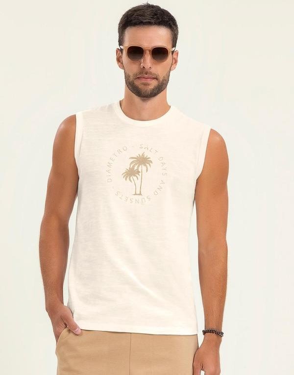 Imagem principal Regata Masculina Malha Maquinetada Bege Diametro Diametro