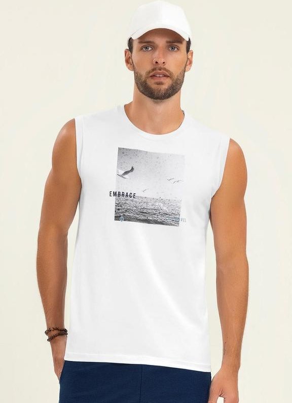 Imagem principal Regata Masculina Meia Malha Branco Diametro Diametro