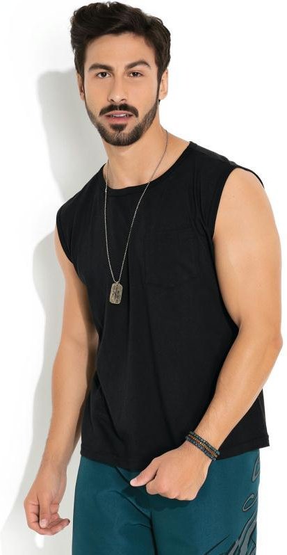 Imagem principal Regata Preta com Bolso Frontal Funcional Moda Pop Moda Pop