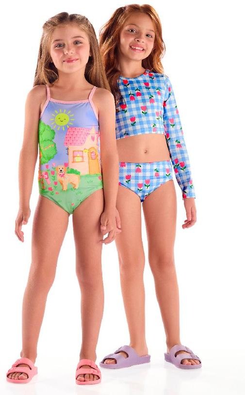 Imagem principal Biquíni Manga Longa Infantil Uv Dry Azul Quimby Quimby