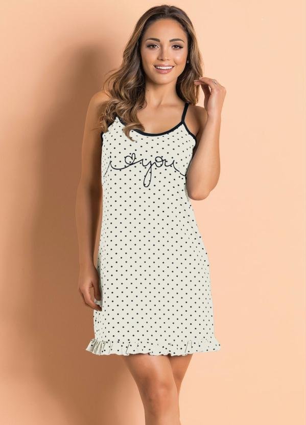 Camisola com Babado na Barra Bege com Poá