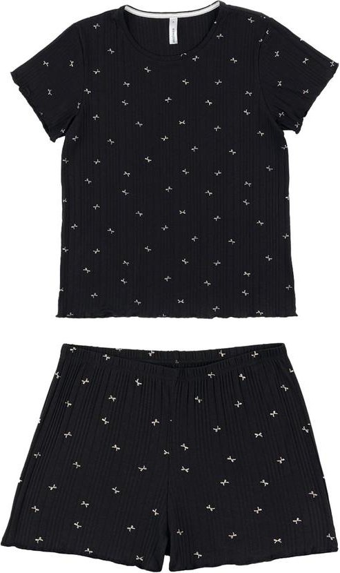 Imagem principal Pijama Curto Lacinhos em Viscose Canelada Preto Malwee Malwee