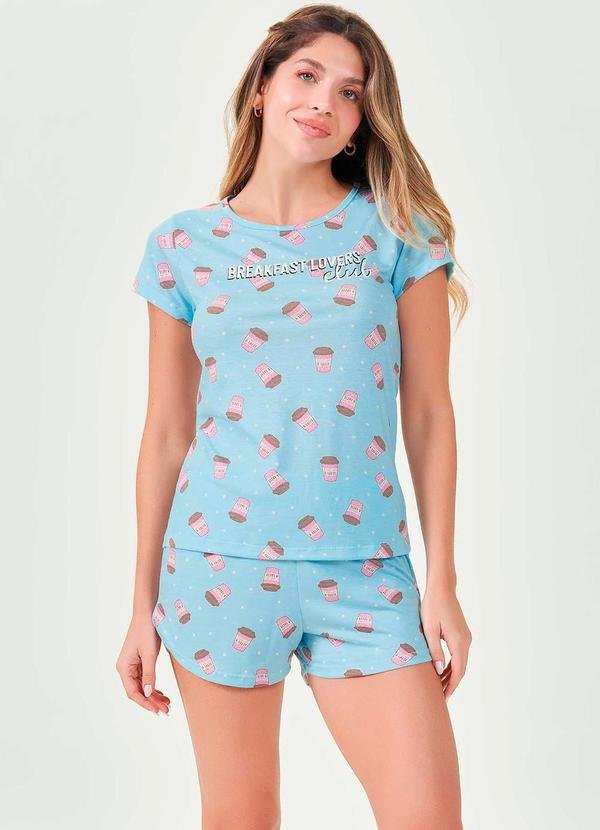 Pijama Feminino Curto Azul