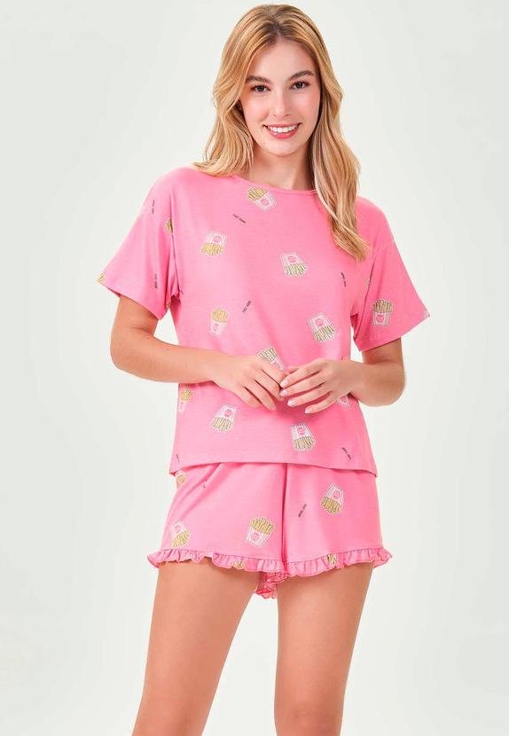 Imagem principal Pijama Feminino Curto Rosa Espaço Pijama Espaço Pijama