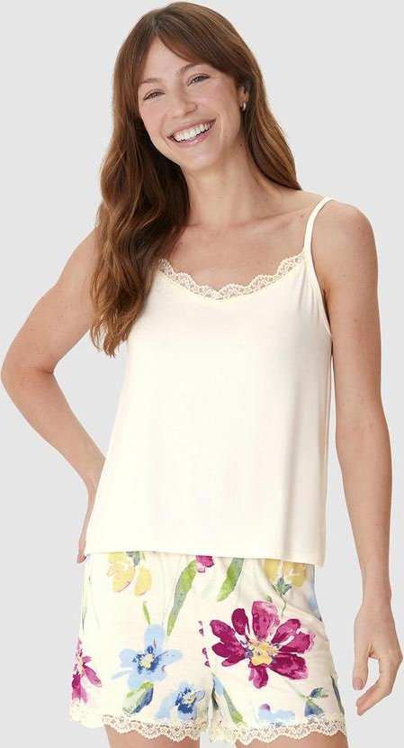 Imagem principal Pijama Justo Floral com Renda Off White Malwee Malwee