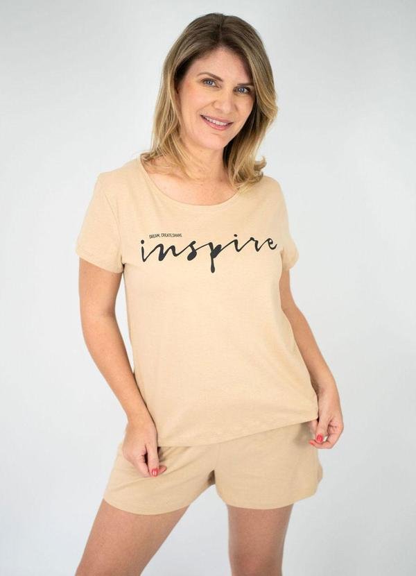 Pijama Manga Curta Inês Bege Areia