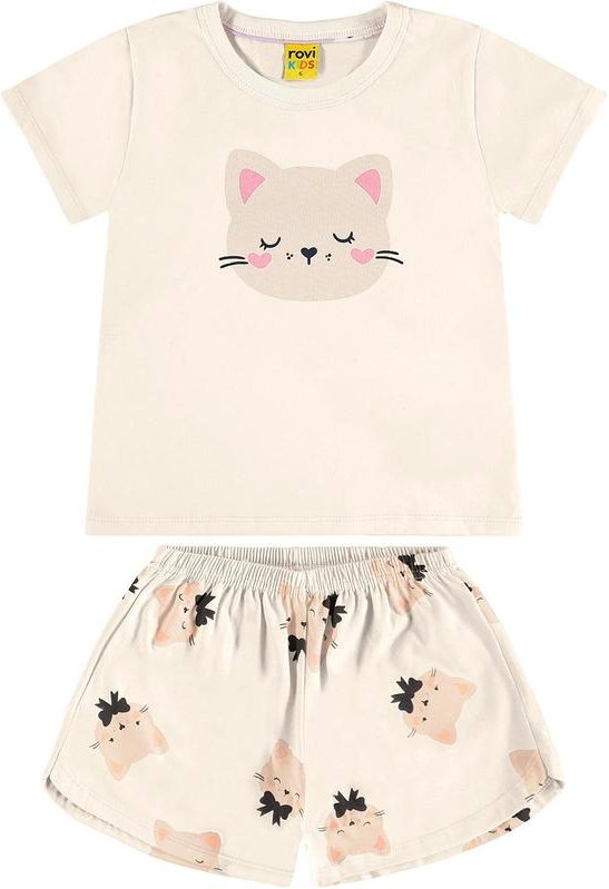 Pijama Meia Malha Bege