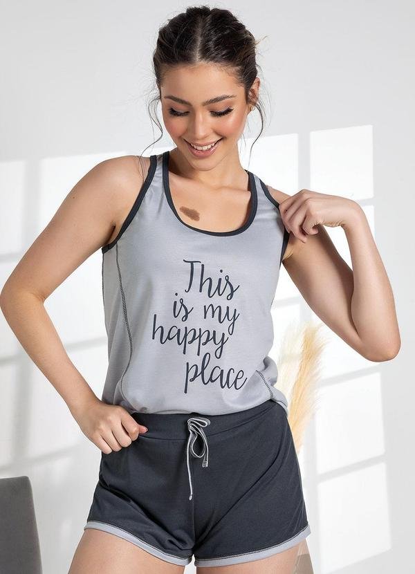 Pijama Place Happy em Malha de Poliéster