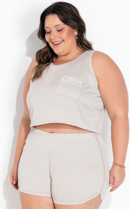 Imagem principal Pijama Plus Size Bege com Bolso Marguerite Marguerite