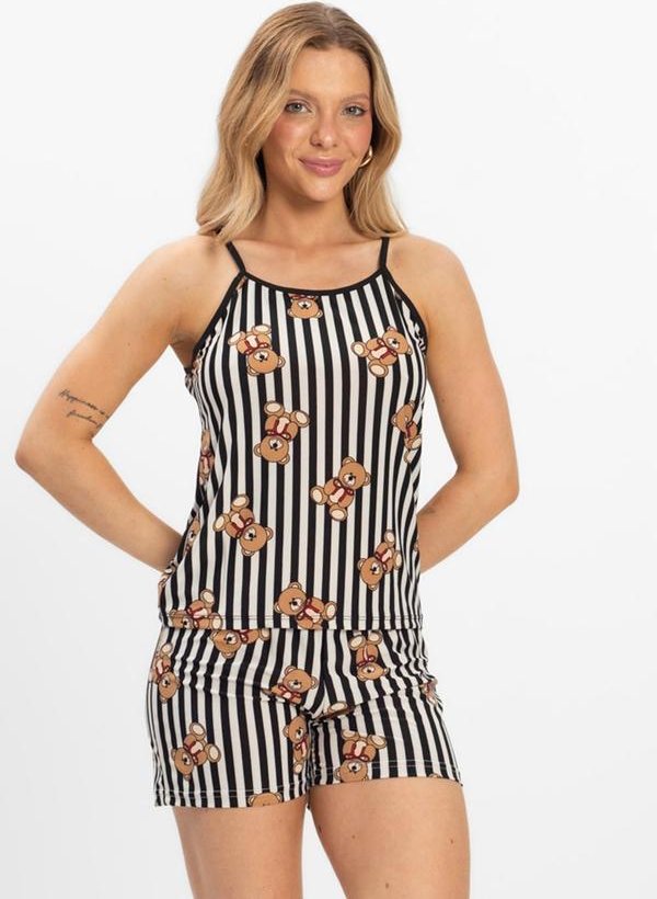 Short Doll Curto de Liganete Bella Ana Preto