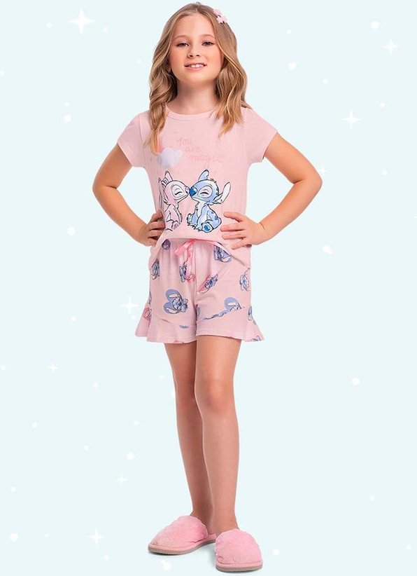 Cj.Pijama Blusa/Short Lilo & Stitch Rosa