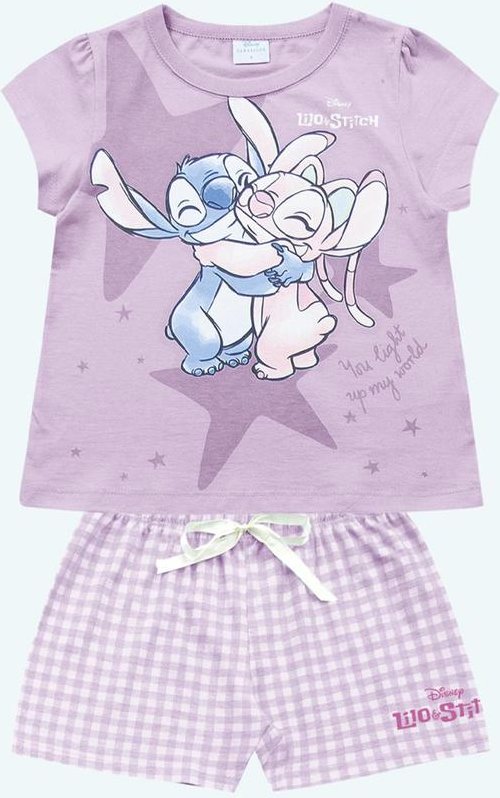 Imagem principal Conjunto Pijama Blusa e Short Lilo & Stitch Roxo Fakini Kids Fakini Kids