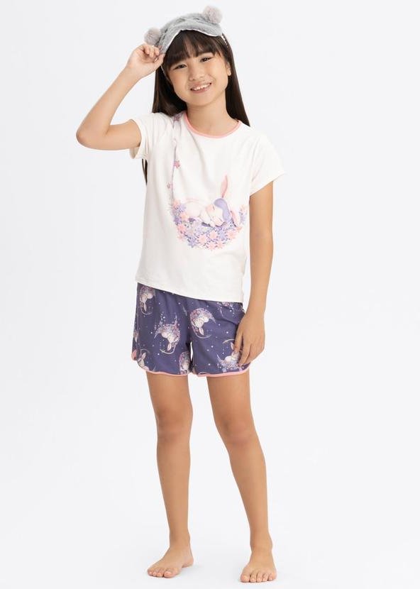 Pijama com Blusa de Mangas Curtas e Shorts Roxo