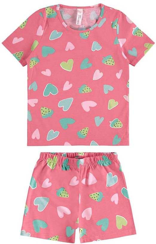 Pijama Corações que Brilham no Escuro Rosa