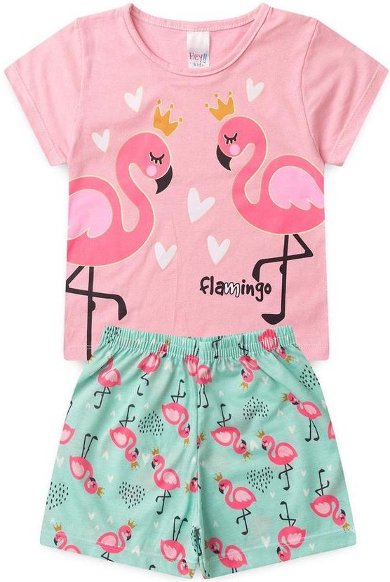 Pijama Feminino Verão Flamingo Rosa