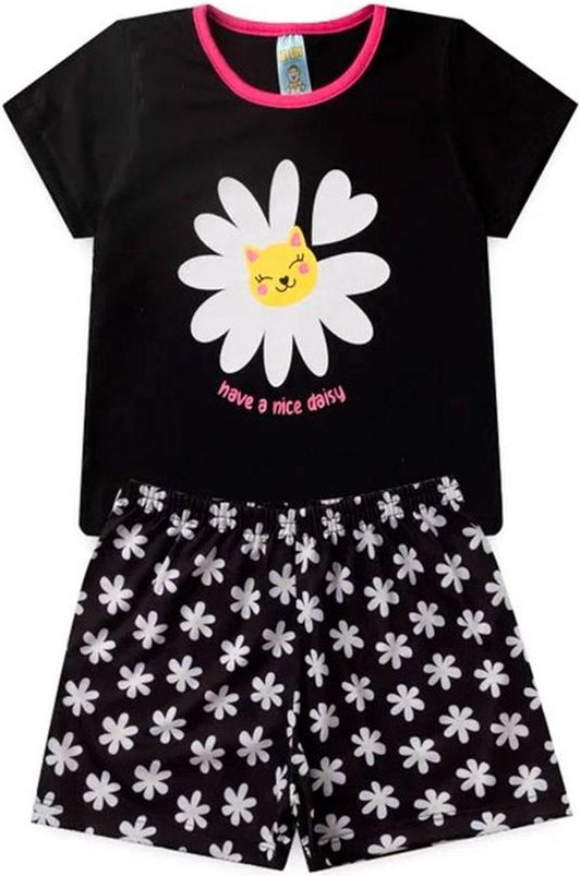 Imagem principal Pijama Feminino Verão Nice Daisy Preto Atelie Da Crianca Atelie Da Crianca