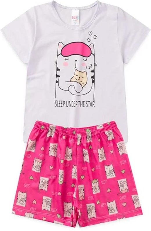 Imagem principal Pijama Feminino Verão Sleep Cat Branco Atelie Da Crianca Atelie Da Crianca