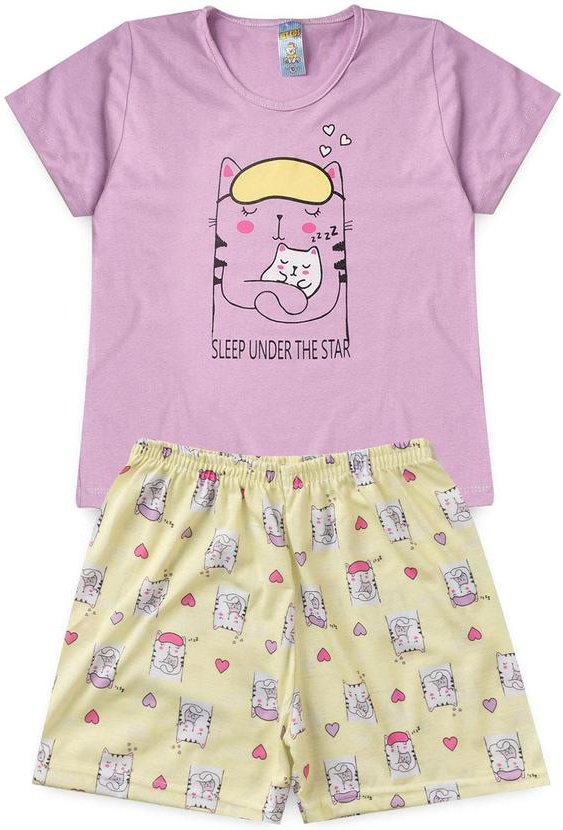 Imagem principal Pijama Feminino Verão Sleep Cat Roxo Atelie Da Crianca Atelie Da Crianca