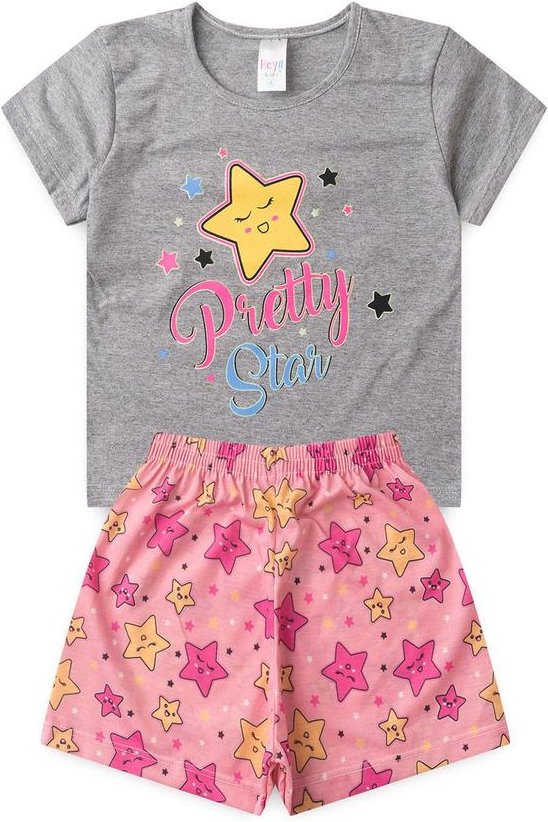 Pijama Feminino Verão Star Cinza