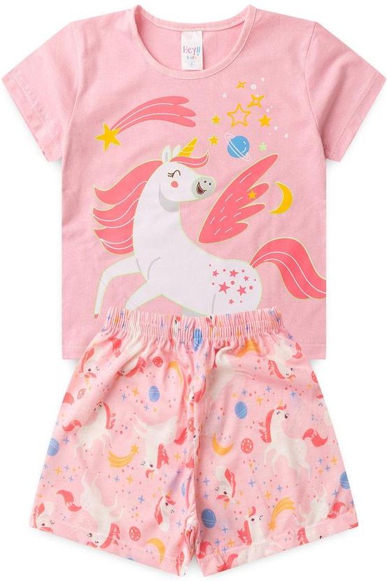 Pijama Feminino Verão Unicornio Rosa
