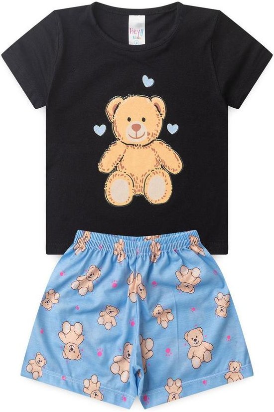 Pijama Feminino Verão Ursinho Preto