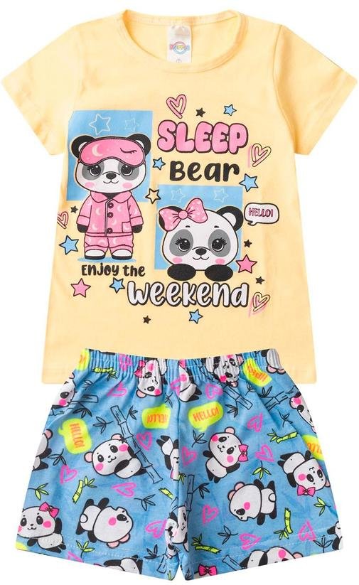 Imagem principal Pijama Menina Brilha no Escuro Kappes Amarelo Rovitex Rovitex