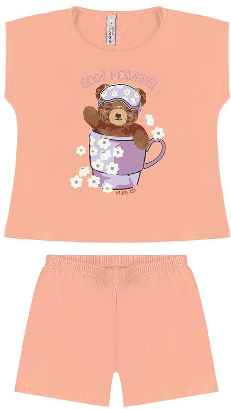 Pijama Ursinho que Brilha no Escuro Laranja Claro