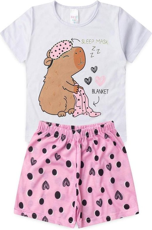 Pijama Feminino Verão Capivara Branco