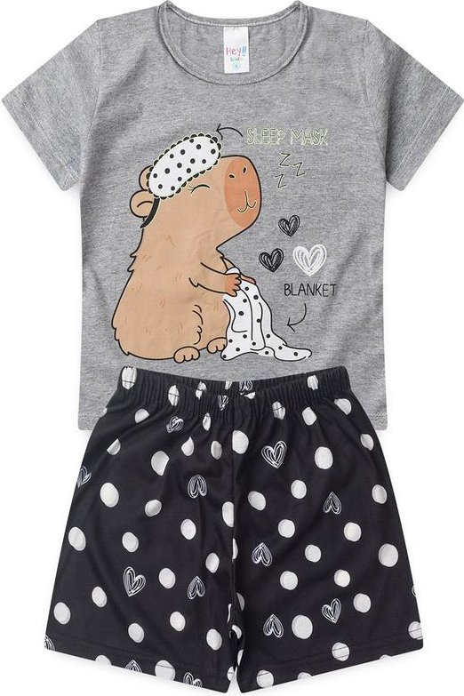 Pijama Feminino Verão Capivara Cinza