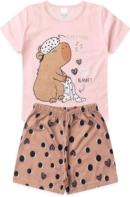 Pijama Feminino Verão Capivara Rosa