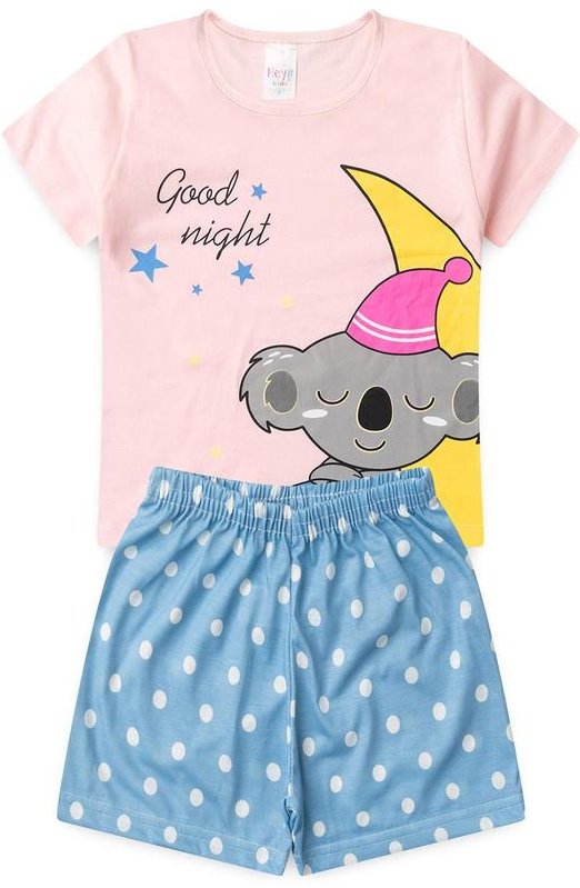 Pijama Feminino Verão Coala Bolinha Rosa