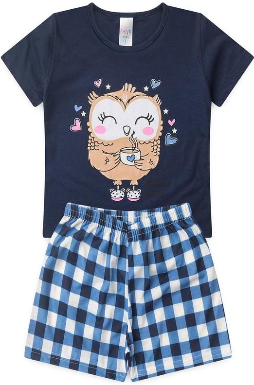 Pijama Feminino Verão Coruja Azul