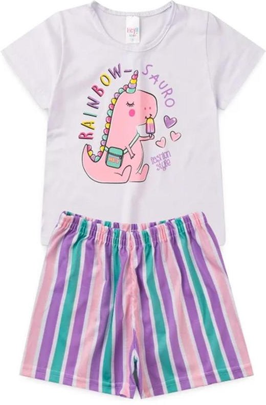 Imagem principal Pijama Feminino Verão Rainbow-Sauro Branco Atelie Da Crianca Atelie Da Crianca