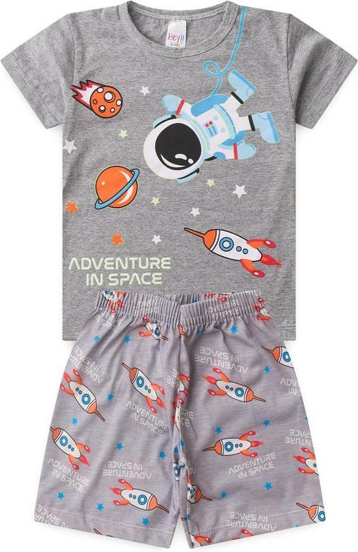 Imagem principal Pijama Masculino Verão Adventure Space Cinza Atelie Da Crianca Atelie Da Crianca