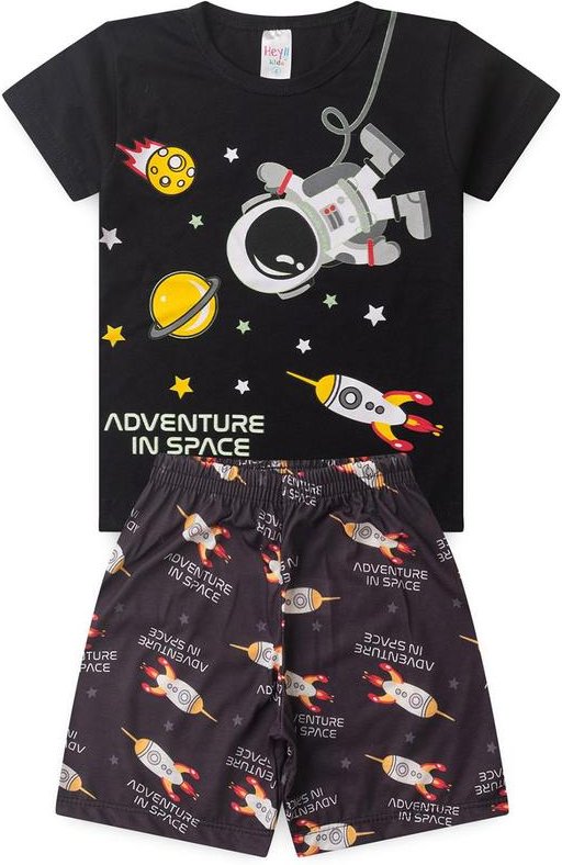 Imagem principal Pijama Masculino Verão Adventure Space Preto Atelie Da Crianca Atelie Da Crianca