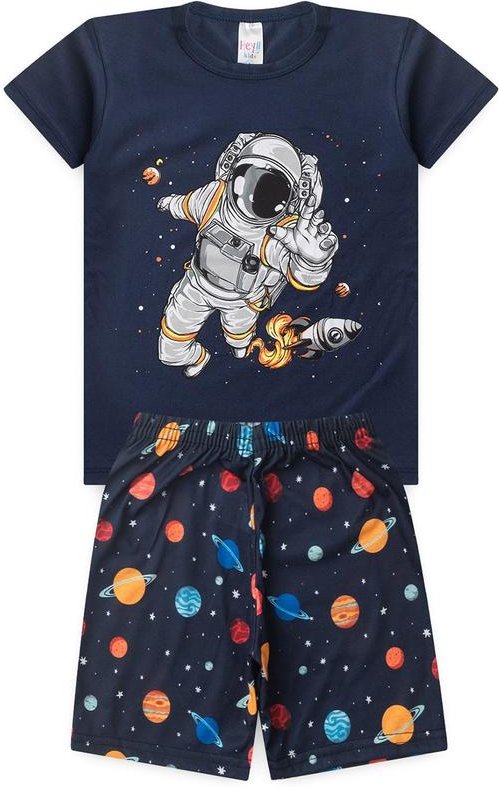 Imagem principal Pijama Masculino Verão Astronauta Azul Atelie Da Crianca Atelie Da Crianca