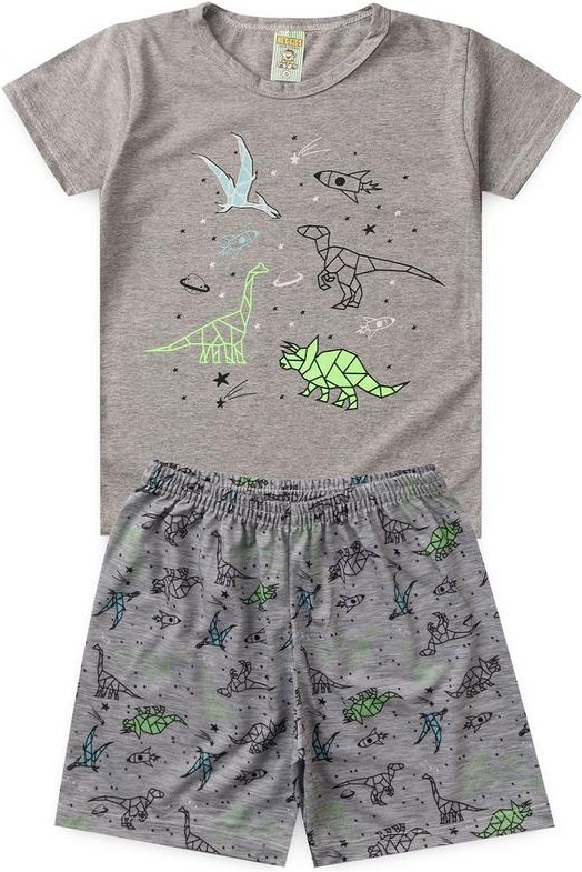 Imagem principal Pijama Masculino Verão Dinossauros Cinza Atelie Da Crianca Atelie Da Crianca
