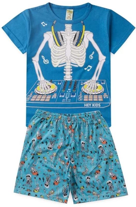 Imagem principal Pijama Masculino Verão Esqueleto Azul Atelie Da Crianca Atelie Da Crianca