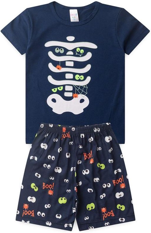 Imagem principal Pijama Masculino Verão Esqueleto Boo Azul Atelie Da Crianca Atelie Da Crianca