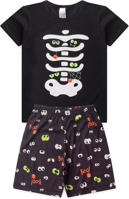 Imagem principal Pijama Masculino Verão Esqueleto Boo Preto Atelie Da Crianca Atelie Da Crianca