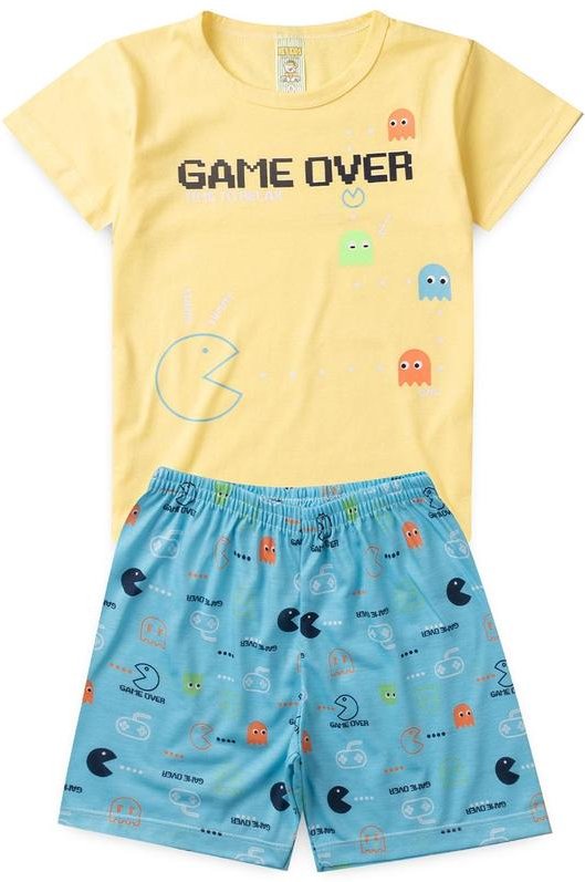 Imagem principal Pijama Masculino Verão Game Over Amarelo Atelie Da Crianca Atelie Da Crianca