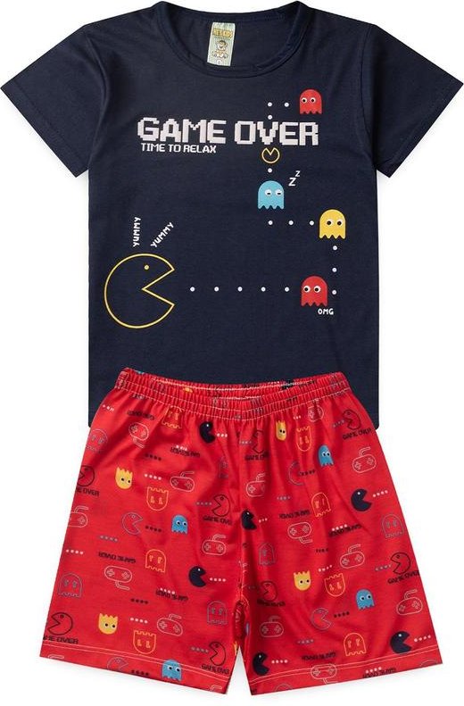 Imagem principal Pijama Masculino Verão Game Over Azul Atelie Da Crianca Atelie Da Crianca